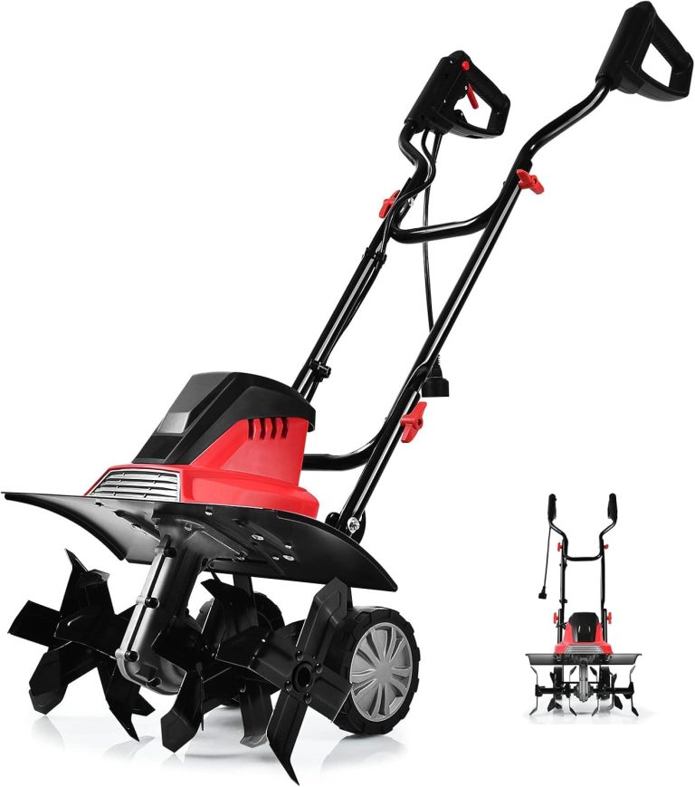 GOPLUS 1500W Motobineuse Électrique 6 Lames, Motoculteur Puissante avec Profondeur de Travail 22CM, Interrupteur à Double Sécurité avec Roue pour Jardinage et Cultivateur