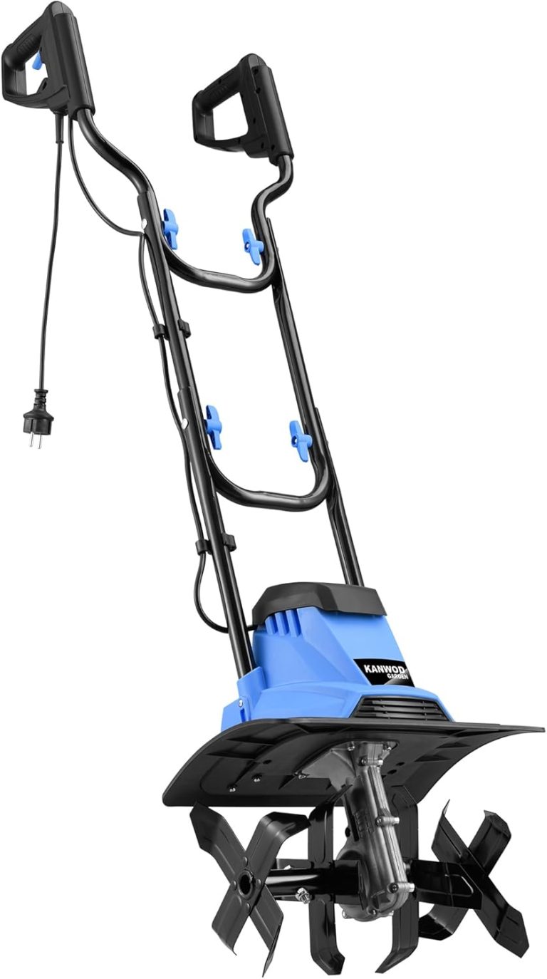 KANWOD Motobineuse Électrique, 1500 W, Largeur 36 cm & Profondeur 22 cm de Travail, Poignée Pliable, Lames Robustes à 4 Bras, pour Retourner et Aérer la Terre
